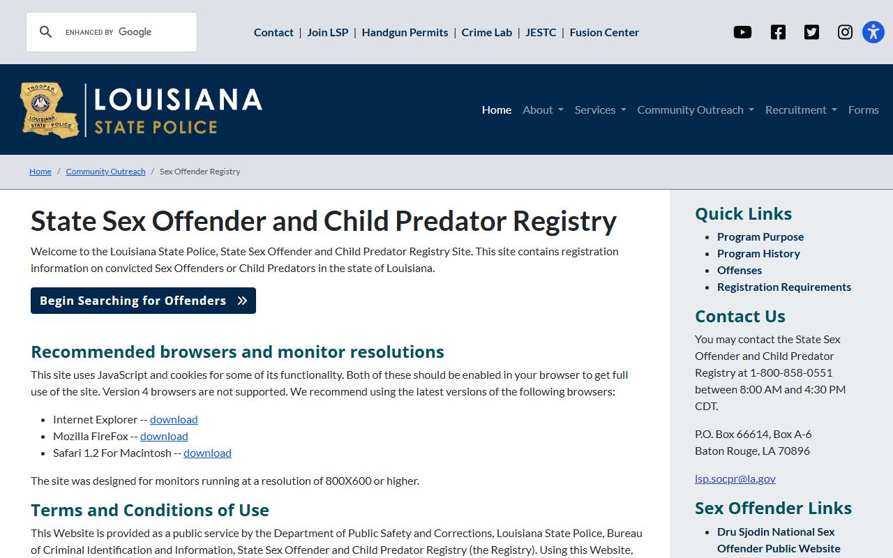 Winn Parish arrest records Louisiana sex offender registry source
