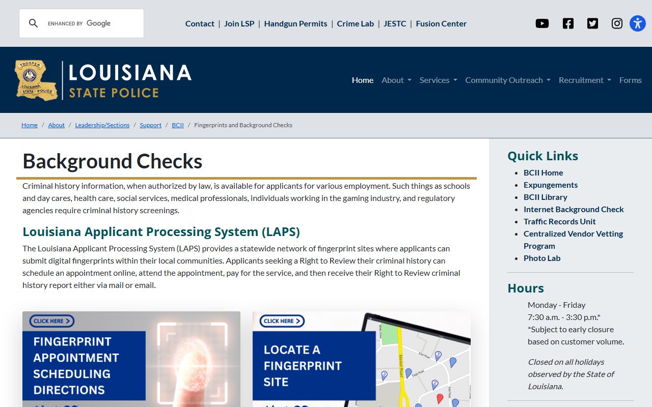 Winn Parish criminal court records fingerprints and background checks source