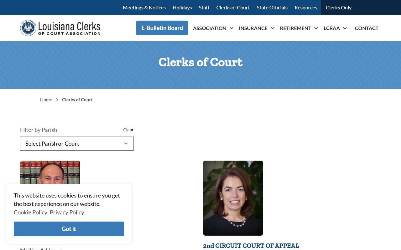 Winn Parish court records clerk directory listing