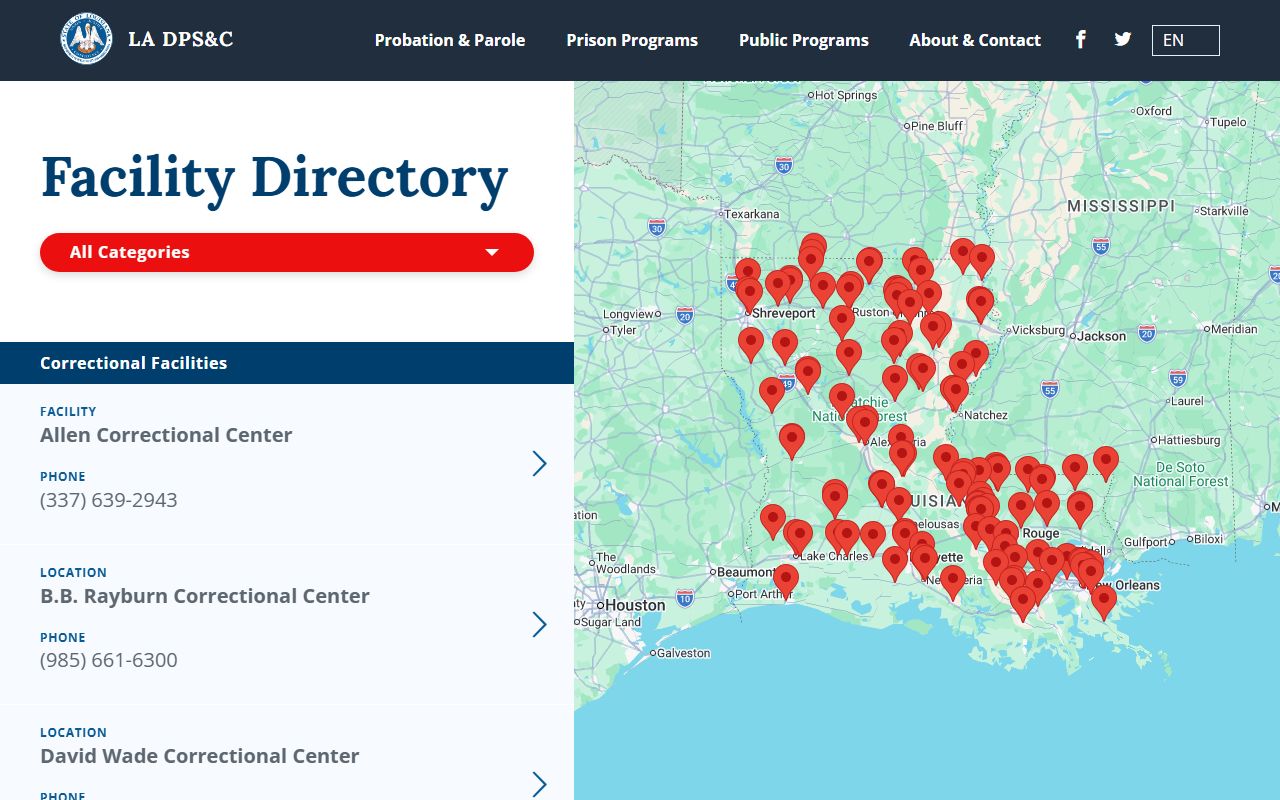 Winn Parish County inmate records Louisiana DPSC facility directory