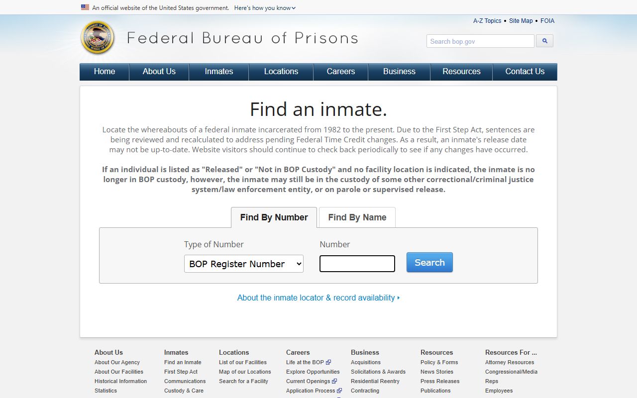 Winn Parish County inmate records federal BOP inmate locator