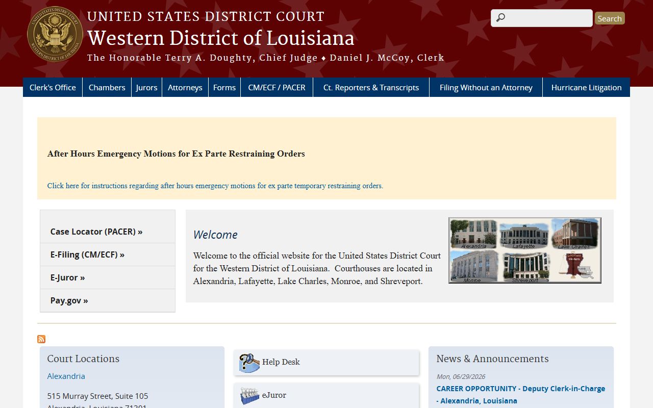 Winn Parish probate records federal court source for Western District of Louisiana