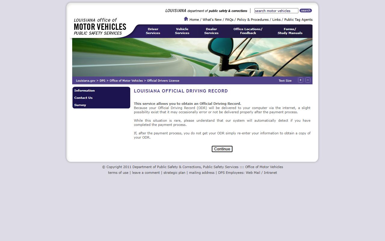 Winn Parish County traffic court records Louisiana OMV official driving record portal