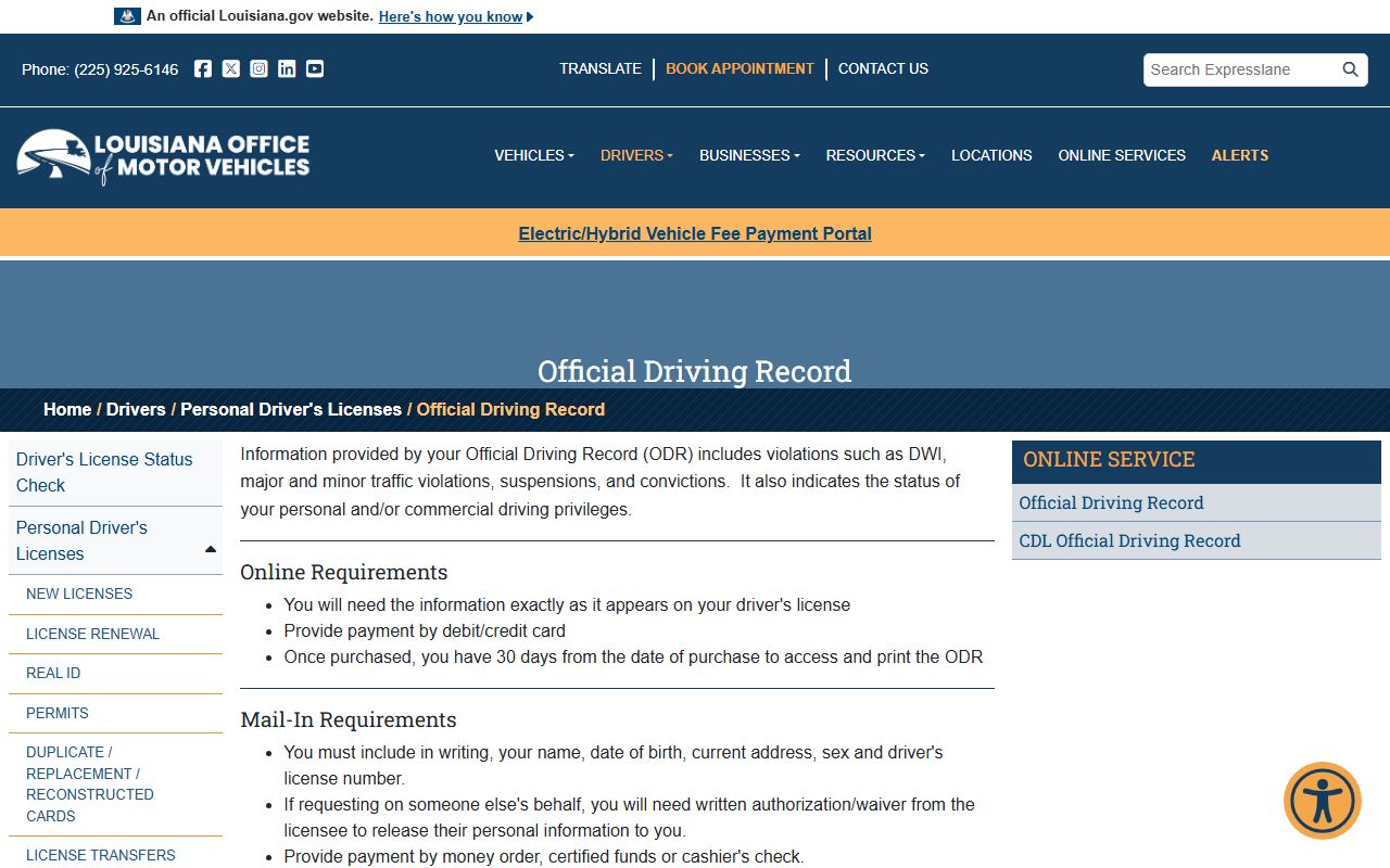 Winn Parish County traffic court records OMV official driving record overview