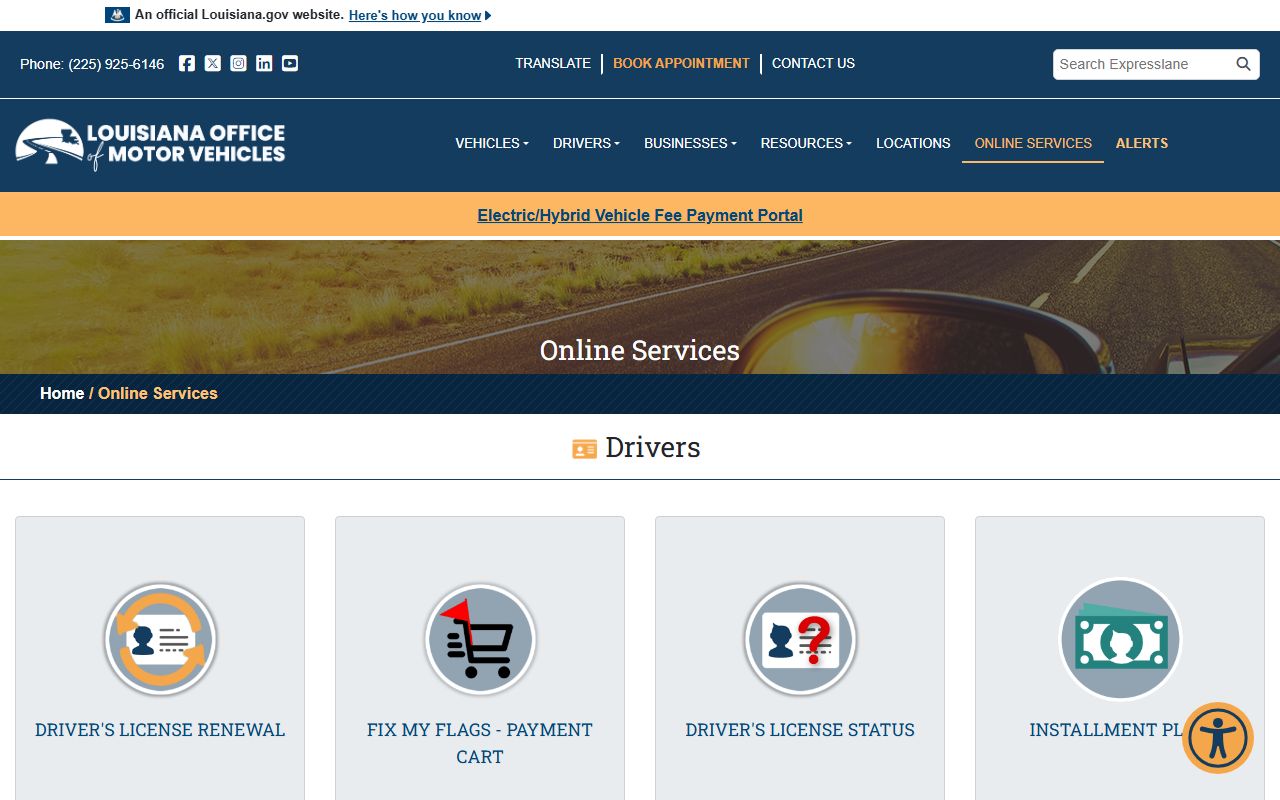 Winn Parish County traffic court records OMV online services menu