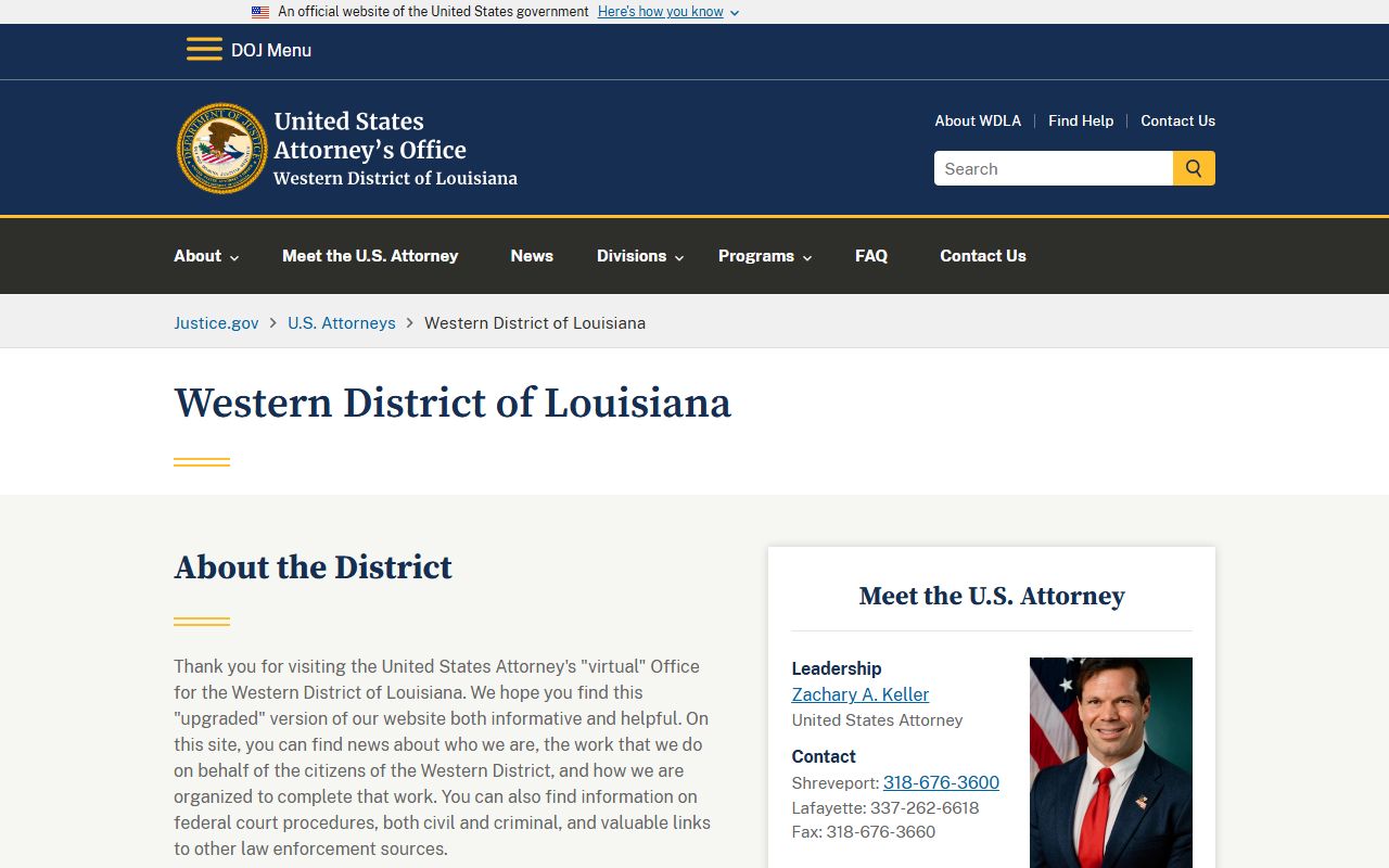 Winn Parish County warrant records U.S. Attorney Western District Louisiana source